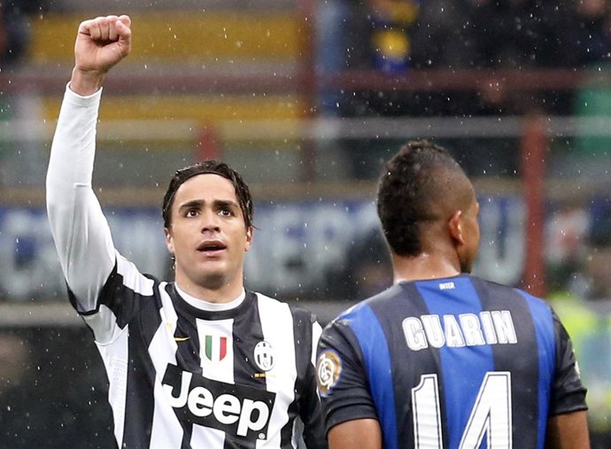Alessandro Matri celebra un gol de la Juventus ante el Inter