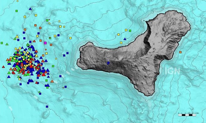 Localización de los sismos registrados en los últimos tres días