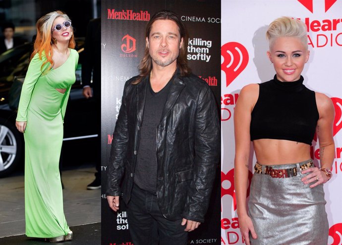 Montaje Lady Gaga, Brad Pitt y Miley Cyrus