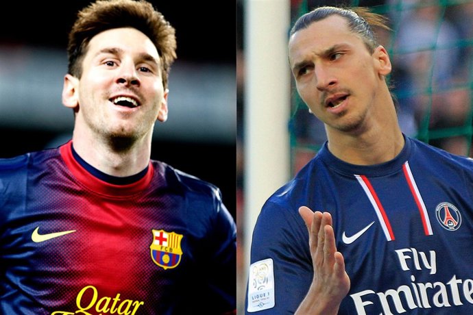 Leo Messi (FC Barcelona) y Zlatan Ibrahimovic (Paris Saint Germain)
