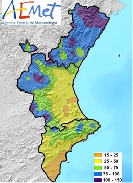Precipitaciones acumuladas en la Comunitat en marzo