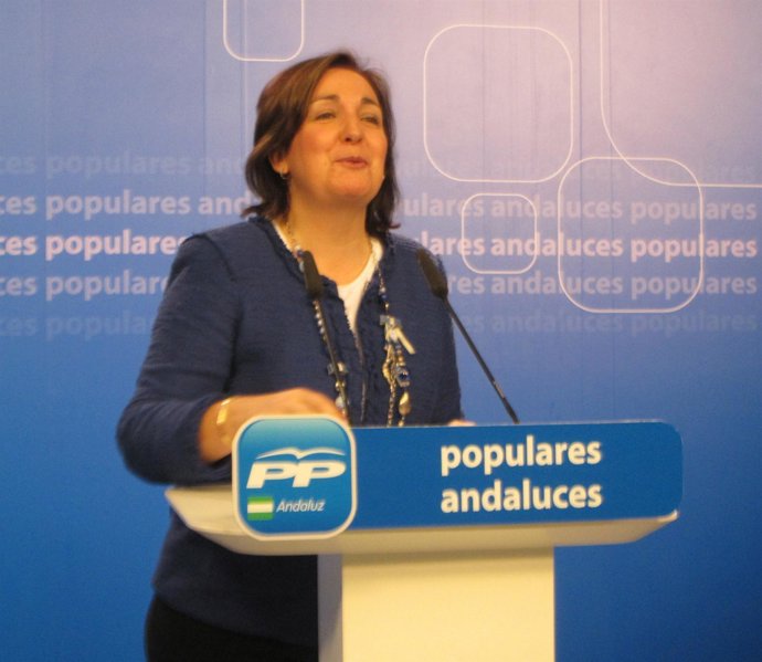 La vicesecretaria de Organización del PP-A, Ana Corredera, hoy en rueda prensa