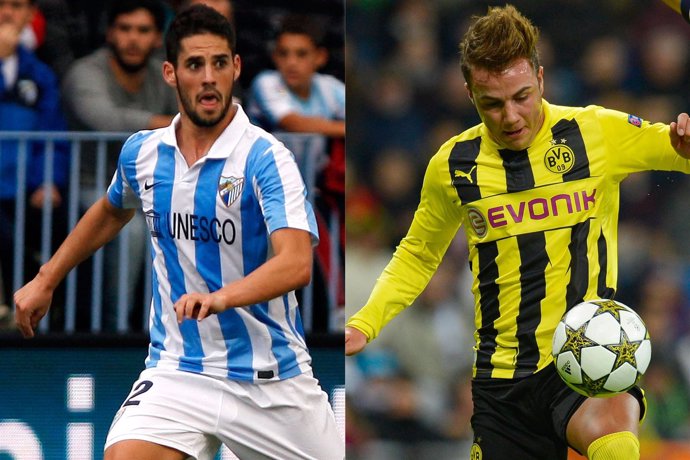 Isco (Málaga) y Mario Gotze (Borussia Dortmund)