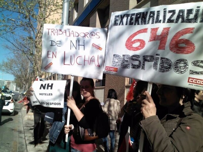 Trabajadores de NH protestan en Valencia por ERE y externalización de servicios