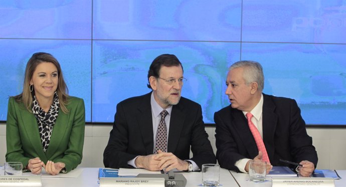 Cospedal, Rajoy y Arenas en la Ejecutiva del PP