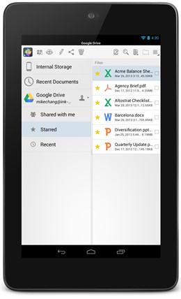 Tablet de Google Quickoffice para iOS y Android 
