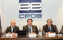 Juan Rosell, García-Legaz y el presidente de Paraguay, Federico Franco