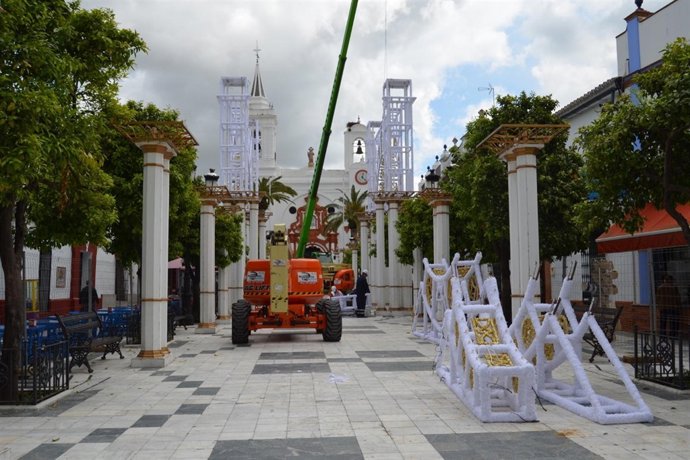Plaza Virgen del Rocío de Almonte, donde se instala la catedral efímera. 
