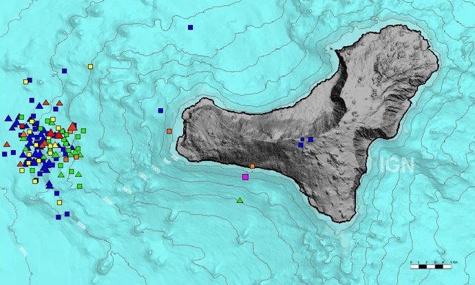 Localización de los sismos registrados en los últimos tres días