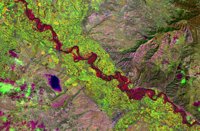 Los satélites reflejan la crecida del Ebro, que ha anegado zonas de ribera y campos de cultivo en Navarra y Aragón
