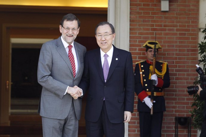Mariano Rajoy recibe a Ban Ki Moon en La Moncloa
