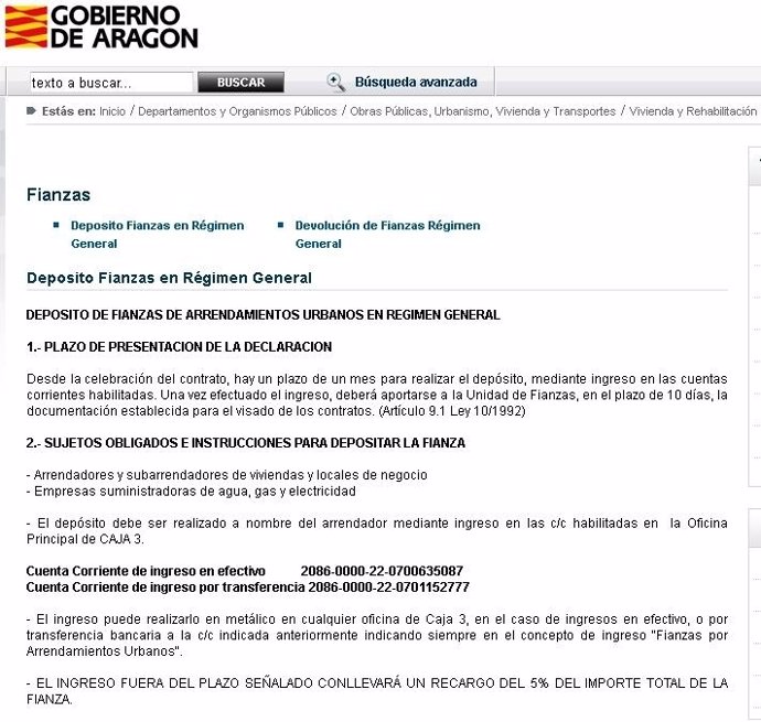 Página web del Gobierno de Aragón.