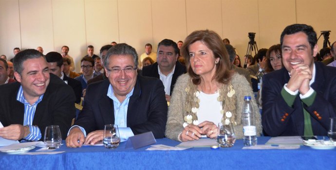 Elías Bendodo, Juan Ignacio Zoido, Esperanza Oña y Juan Manuel Moreno