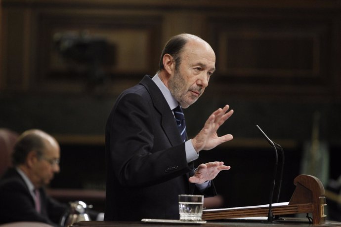 El secretario general del PSOE, Alfredo Pérez Rubalcaba, en el Congreso