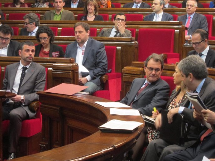 Santi Vila, Artur Mas, Joana Ortega y Francesc Homs, en el pleno
