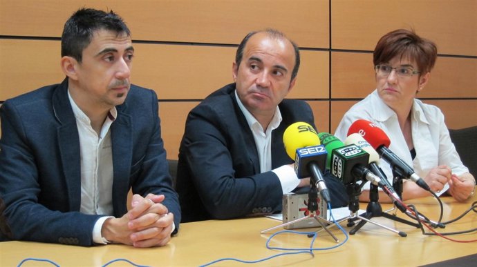 Rubén Serna (UPyD), Pedro López (PSOE) y Herguedas (IU-verdes)