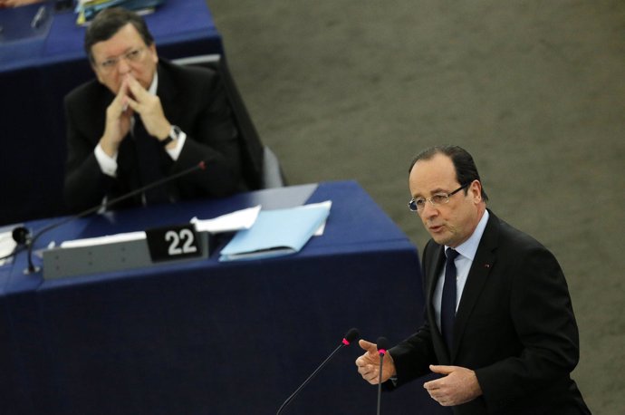 François Hollande, y Durao Barroso
