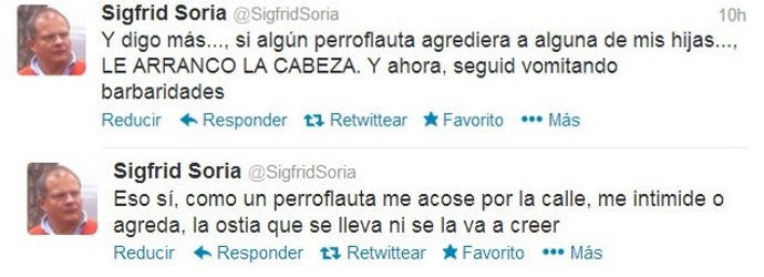 Tweet polémicos de Sigfrid Soria