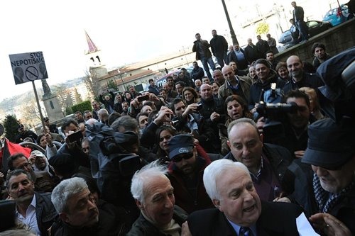 José Luis Baltar llegar a los juzgados de Ourense