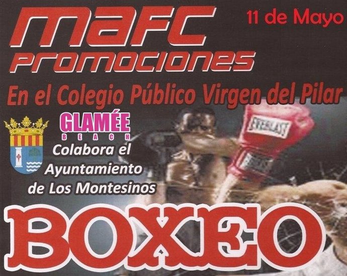 Cartel del evento de boxeo en un colegio de Los Montesinos