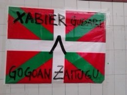 Cartel en recuerdo de Thierry en Barakaldo