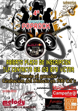 Cartel del IV Concurso Pop-Rock 'Directos 37 grados'