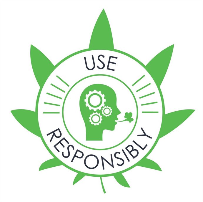 Logotipo de la campaña 'Use Responsibly' sobre consumo responsable de cannabis.