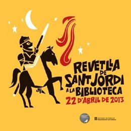 Cartel diseñado para la verbena de Sant Jordi en las bibliotecas