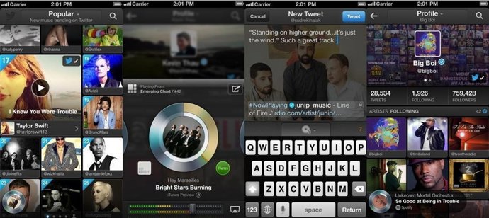 Aplicación Twitter Music