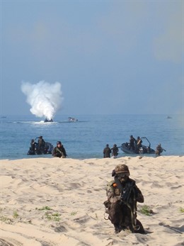 Ejercicio de adiestramiento anifbio en la Base de Rota