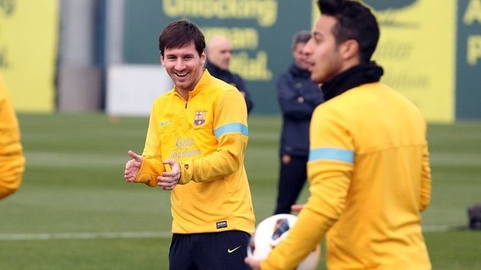 Leo Messi en un entrenamiento del FC Barcelona