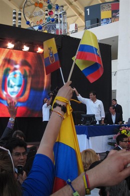 Rafael Correa a su llegada al Museo Príncipe Felipe de Valencia