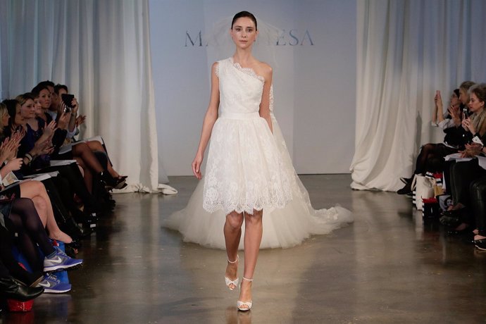 A model walks the runway during the Marchesa 2014 Bridal Spring/Summer collectio