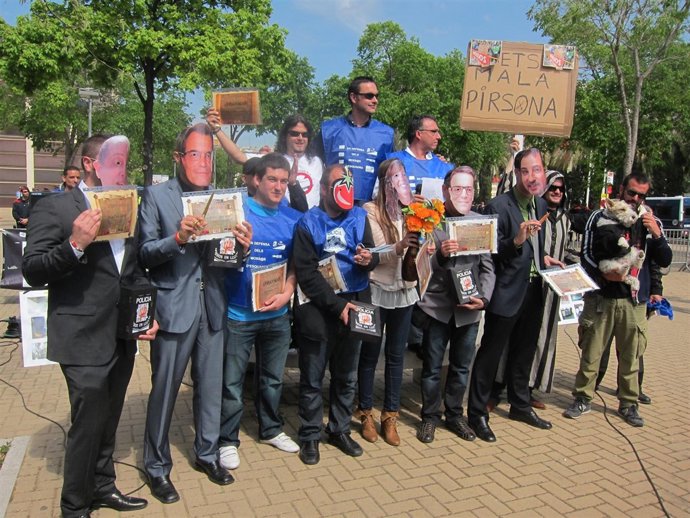 Acto de protesta de mossos d'Esquadra