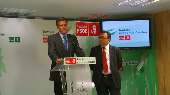 Juan Fernando López Aguilar eurodiputado PSOE y Miguel Angel Heredia PSOE Málaga