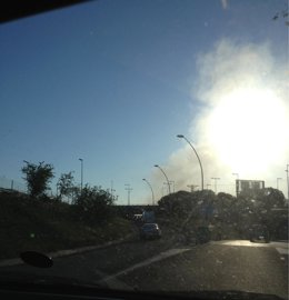 Quema de neumáticos en la Diagonal