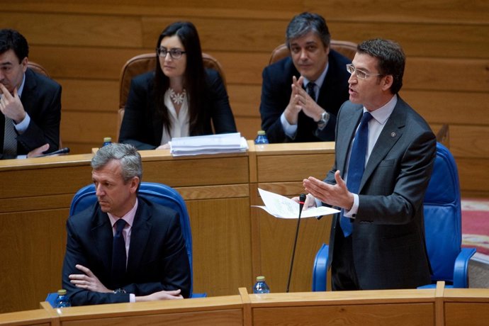 Feijóo en la sesión de control del Parlamento del 24 de abril