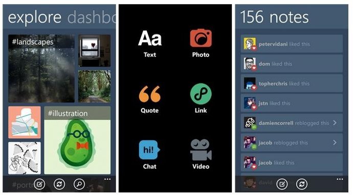 Aplicación de Tumblr para Windows Phone