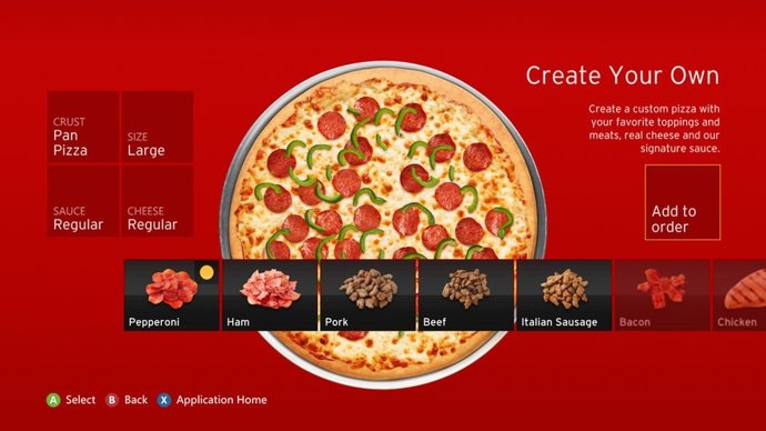 Ya es posible pedir pizzas a domicilio desde Xbox 360
