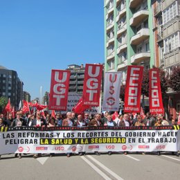 Manifestación de sindicatos en Oviedo
