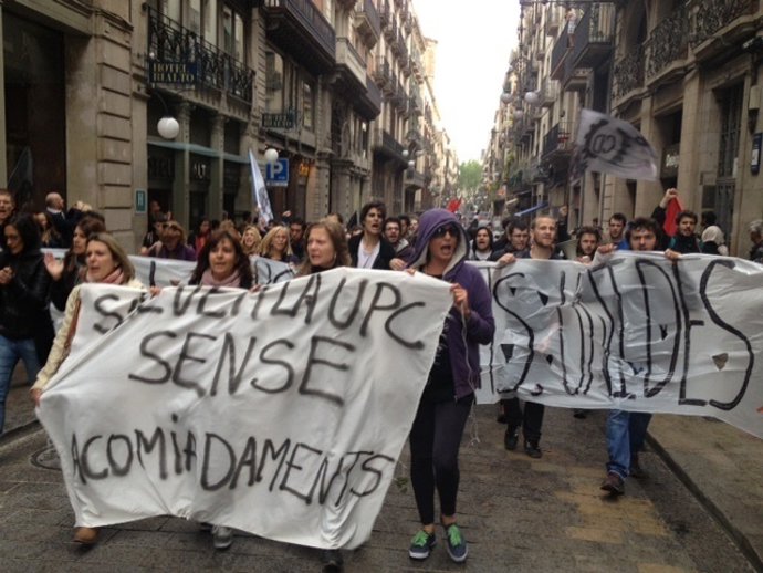 Manifestación de estudiantes y trabajadores de la UPC