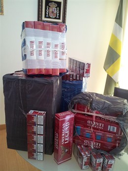 Cajetillas de tabaco intervenidas en Bormujos (Sevilla)