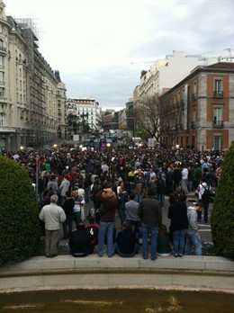 La Plaza de Neptuno, durante el 25A