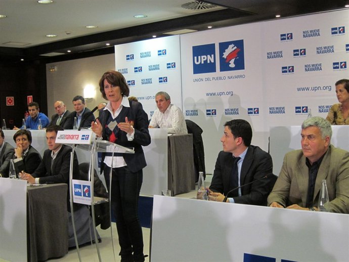 Yolanda Barcina interviniendo en el Consejo Político de UPN