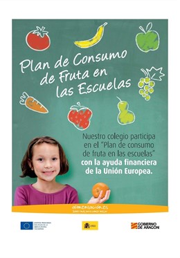 Cartel del Plan de Consumo de fruta en las escuelas.