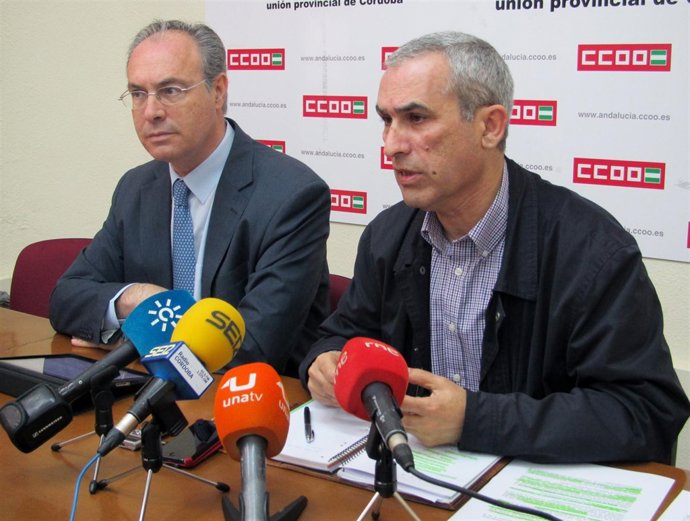 Durán y Rodríguez durante la rueda de prensa en la sede de CCOO
