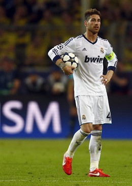 El defensa del Real Madrid Sergio Ramos en un partido de Liga de Campeones