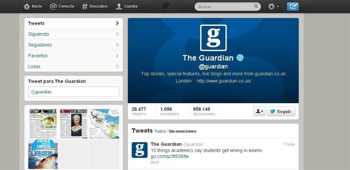 Cuenta de Twitter de The Guardian 