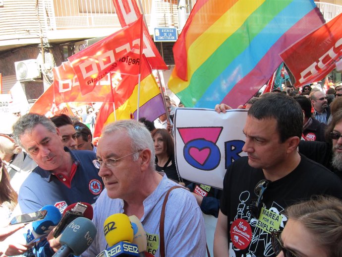 Cayo Lara, en la manifestación convocada con motivo del 1 de Mayo en Murcia