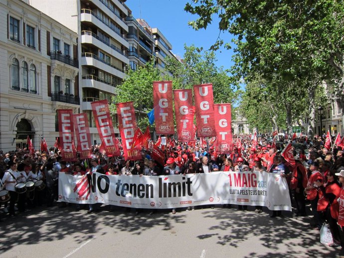 Llegada de la manifestación del 1 de Mayo en valencia